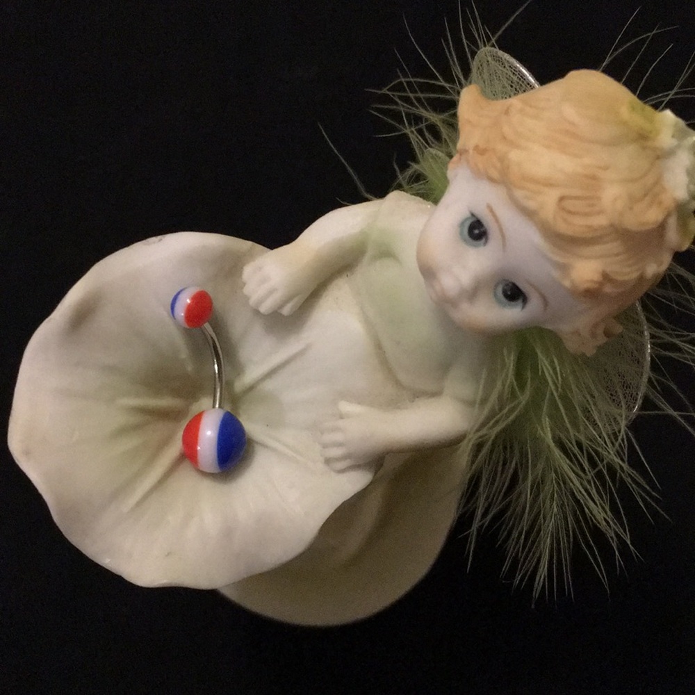 NWOT red white and blue belly ring.